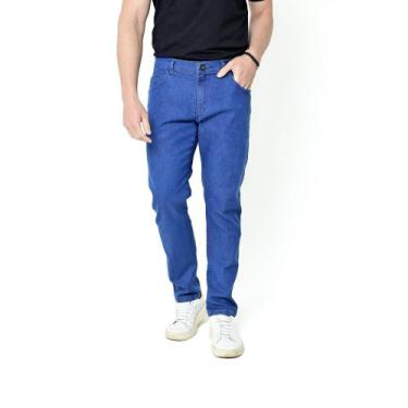 Imagem de Calça Jeans Masculina Casual Corte Reto Camisaria Colombo, Azul, 42