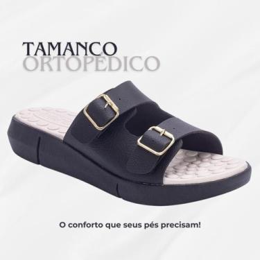 Imagem de Sandalia Feminina Ortopédica Chinelo Confortável Massageador Para Espo