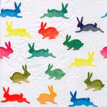 Imagem de Guardanapo de Papel Coelhos Coloridos Ti-Flair 33x33cm