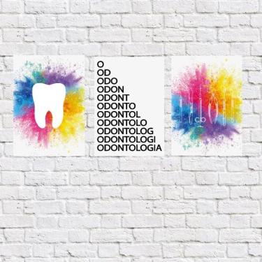 Imagem de Kit 3 Placas Decorativas Odontologia 18x27cm