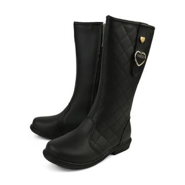 Imagem de Bota Infantil Cano Alto Coturno Menina Fleca Matelassê Lançamento, Pre