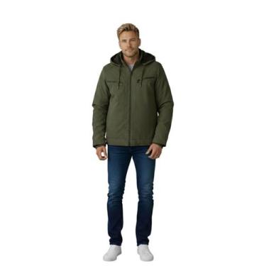 Imagem de Jaqueta Sarja Masculina Revestida Com Capuz Removível - Roger, Verde, 