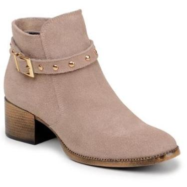 Imagem de Bota Feminina Chelsea Cano Curto 100% Couro Camurça Legítimo Salto Médio Parra Boots-Feminino