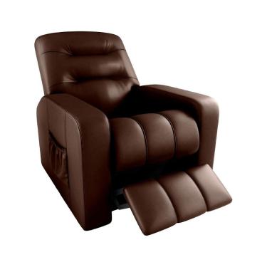 Imagem de Poltrona Do Papai Reclinável Azera Principal Descanso Couro Sintético Marrom Matrix