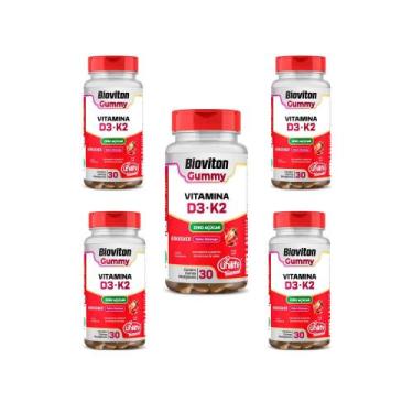 Imagem de Kit 5 Bioviton Gummy Vitamina D3+K2 Sabor Morango 5x30 gomas Unilife, 