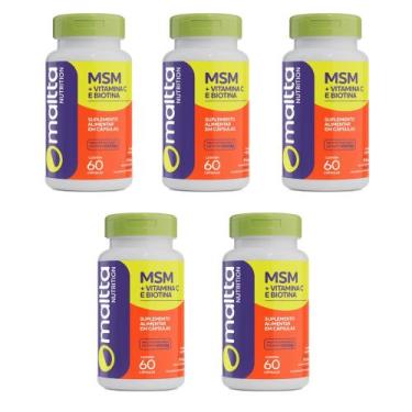 Imagem de Kit 5 MSM + Vitamina C e Biotina 5x60 cápsulas Maltta, Sem sabor