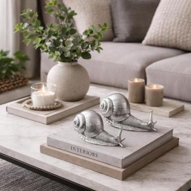 Imagem de Kit Esculturas Decorativas Caracol em Resina Minimalista Detalhes - Pa