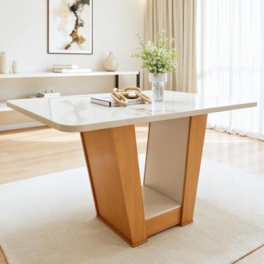 Imagem de Mesa de Jantar Retangular 120cm Maxi Tampo com Vidro Apogeu - Móveis L