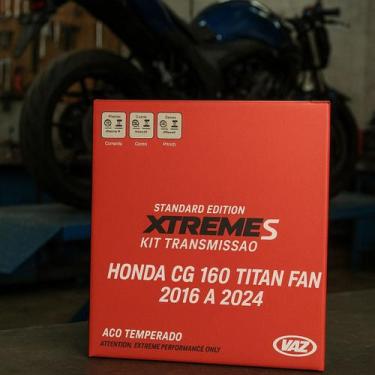 Imagem de Kit Relação Transmissão Honda CG 160 Titan Fan 2016 a 2024 - Vaz