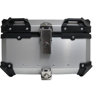 Imagem de Bau para Moto Traseiro 45 Litros Universal Anti Roubo Tronos de Aluminio prata