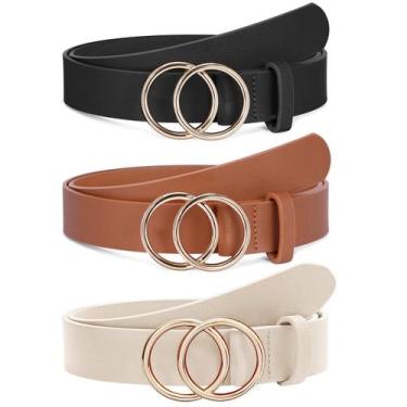 Imagem de Cintos de couro para mulheres XZQTIVE Fashion com fivela dourada, paco