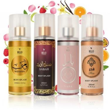 Imagem de Kit 4 Body Splash Árabe Femenino Wathanni, Sabah, Yara e Rose 200ml Be