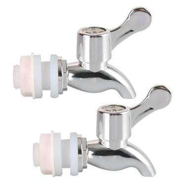 Imagem de Kit 2 Torneiras Para Suqueira Dispenser Plástico Prata Luxo Filtro Com