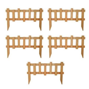 Imagem de 5 Cercas Jardim Madeira Eucalipto Ondulada 18x50cm Natural - Tudo Jard