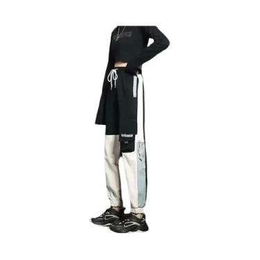Imagem de Calças Jogger Cargo Femininas Pretas Casuais Estilo Hip-hop Streetwear