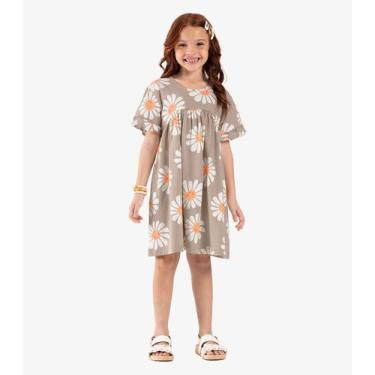 Imagem de Vestido Infantil Com Estampando Flores Trick Nick Bege, 4, Bege