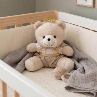 Imagem de Pelúcia Urso Rei Coroa Dourada 20cm Decoração Infantil Brinquedo - NoB