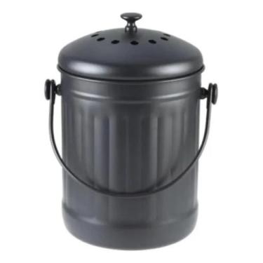 Imagem de Lixeira Cozinha 4,5l Preta Aco 29x22x19cm Com Tampa - Delinia