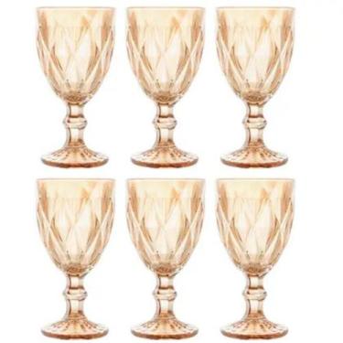 Imagem de Taça de Vidro Diamond Ambar 330ml Metalizada Elegante Para água Suco V