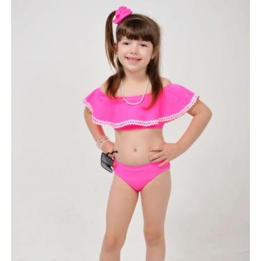 Imagem de Biquíni Infantil Top Ciganinha Rosa Neon/ Amarelo Neon - MF FASHION, R