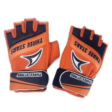 Imagem de Luva de Goleiro Three Stars Action Futsal Unissex, 10/g, Laranja, Pret