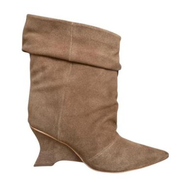 Imagem de Bota Cecconallo FEminina Slouchy Pecan Couro Camurça - Cecconello, 35,