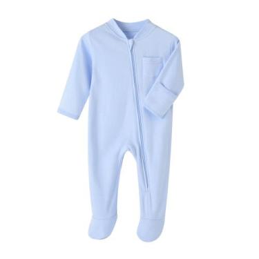 Imagem de Macacão Bebê - algodão orgânico - cor sólida - Mimo, Azul claro