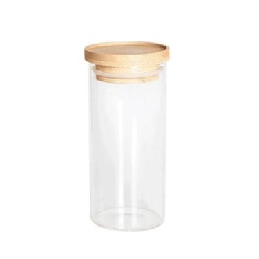 Imagem de Pote Vidro Hermético c/ Tampa De Bambu Mantimentos 150ml Alimentos Red