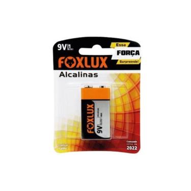Imagem de Bateria Alcalina 9V 6LR61 Retangular para Alarmes Brinquedos e Equipamentos Eletrônicos Foxlux