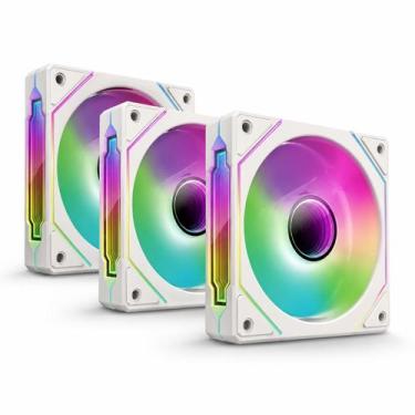 Imagem de Kit 3 Fan Ventoinha ARVEX Infinity White RGB 3x120MM Branco