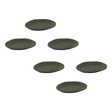 Imagem de Conjunto de Pratos de Sobremesa Greenery Stoneware Artesanal Esmalte Reagente 6 Peças Verde Porto Brasil