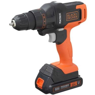 Imagem de Kit Combinado Matrix Black + Decker com 3 Cabeçotes MTX20K3B-BR Parafusadeira Furadeira Preto Bivolt