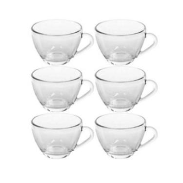 Imagem de Conjunto com 6 xicaras p/café chá de vidro transparente 250ml - NoBran