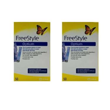 Imagem de Kit 2 Tira Reagente para Glicose 50 Unidades FreeStyle Optium - Abbott