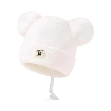 Imagem de Gorro De Malha Quente Com Pompom Para Crianças, Outono Inverno, Cor Só