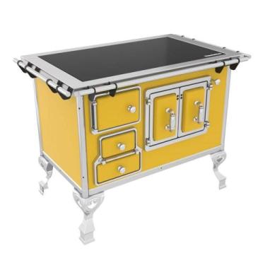 Imagem de Fogão A Lenha Venâncio Tradicional Nº2 Vitroceramico Amarelo Saída Dir
