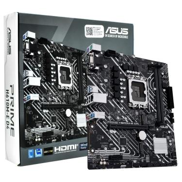 Imagem de Placa Mãe Asus Prime H610M-E D4 com Socket LGA 1700, VGA e DDR4 para Uso Profissional e Pessoal e Preta