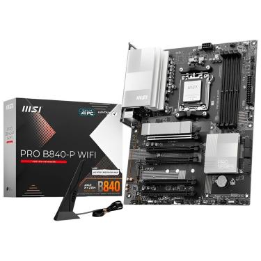 Imagem de Placa Mãe Pro B840-P Wi-Fi com Socket AM5 DDR5 Preto MSI 24.4CM ATX com Wi-Fi 6E Bluetooth 5.2