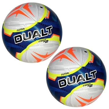 Imagem de Kit 2 Bolas de Futsal Dualt Fight R2 Techfusion com Toque Macio e Câmara Inject Air Azul e Amarelo 2 Unidades