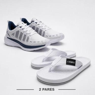 Imagem de Kit Tênis Masculino Chinelo Masculino Confortável Esportivo Promoção -