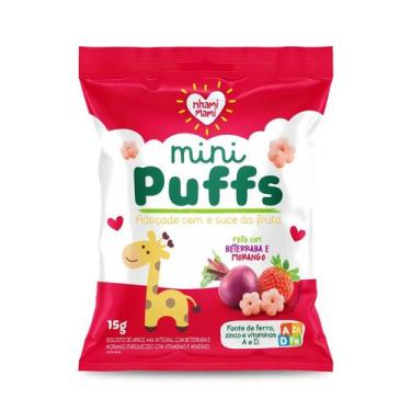 Imagem de Biscoito Infantil Integral Beterraba e Morango Mini Puffs - Nhami Mami