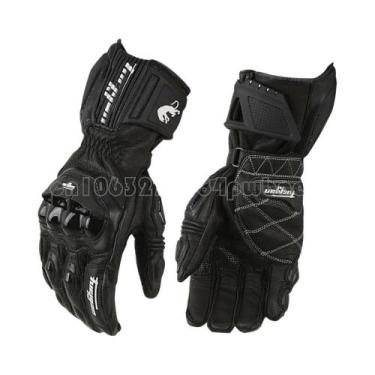 Imagem de Luvas De Motocicleta Masculinas Em Couro Preto Com Proteção Em Fibra D