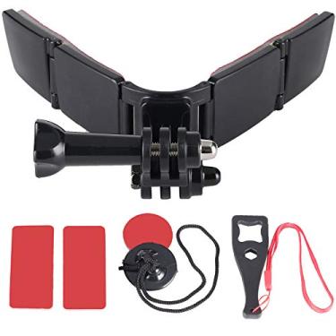 Imagem de QKOO Kit de suporte de queixo de capacete de motocicleta para GoPro Hero 13, 12, 11, 10, 9, 8, 7, 6, 5, 4, Session, 3+, 3, 2, 1, Hero (2018), DJI Osmo Action, AKASO, SJCAM, câmeras de ação