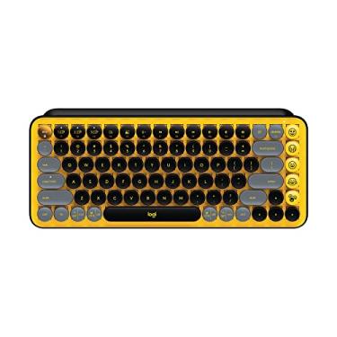 Imagem de Teclado Mecânico sem fio Logitech POP Keys com teclas Emoji Personalizáveis, Design Compacto Durável, Conexão USB ou Bluetooth - Amarelo Blast