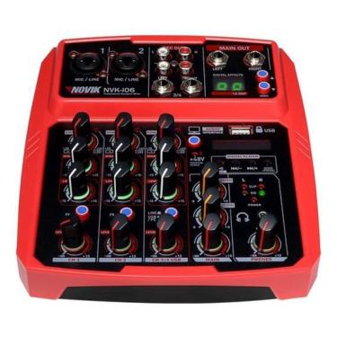 Imagem de Mesa De Som 6 Canais Bluetooth Mixer Nvk-I06Bt Red Usb Novik