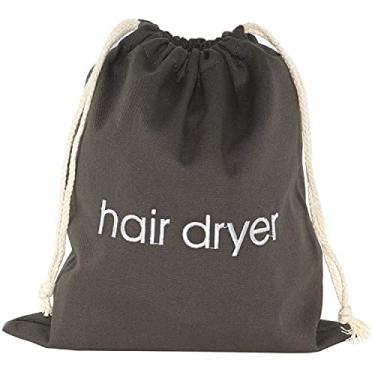 Imagem de Bolsa para secador de cabelo de algodão com cordão para secador de cabelo Recipiente de armazenamento para ferramentas de maquiagem, alisador de 11,8 x 13,8 polegadas Capa organizadora de algodão para casa, hotel
