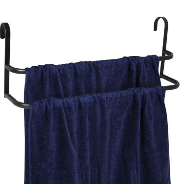 Imagem de Porta Toalhas Toalheiro Duplo Preto Plus Para Box 60cm