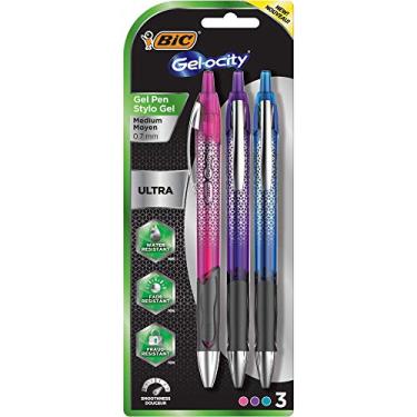 Imagem de BIC Gel-ocity Caneta de gel ultra retrátil, ponta média (0,7 mm), cores sortidas, design premium e aderência confortável, 3 unidades