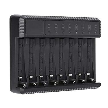 Imagem de V BESTLIFE Carregador de Bateria, Preto, 8 Compartimentos, USB, Portátil, Inteligente para Carregamento Ni MH Ni Cd AA AAA, 1.48V