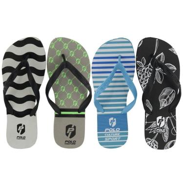 Imagem de Kit 4 Chinelos Masculino Polo Culture Leve Antiderrapante